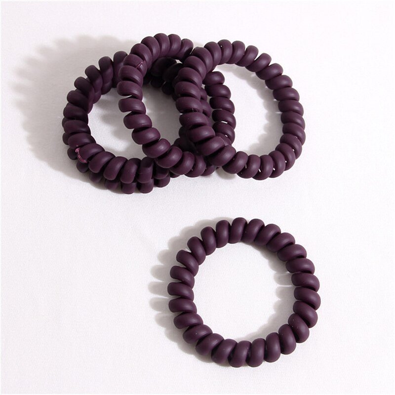 5/20PCS Frosted Colored Telephone Wire Elastic Hair Bands For Girls Headwear Ponytail Holder Rubber Bands Women Hair Accessories: Dark purple