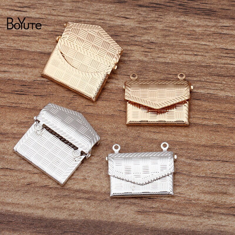 BoYuTe (10 Pieces/Lot) 15*20MM Metal Brass Envelope Photo Locket Diy Floating Locket Charms for Jewelry Making