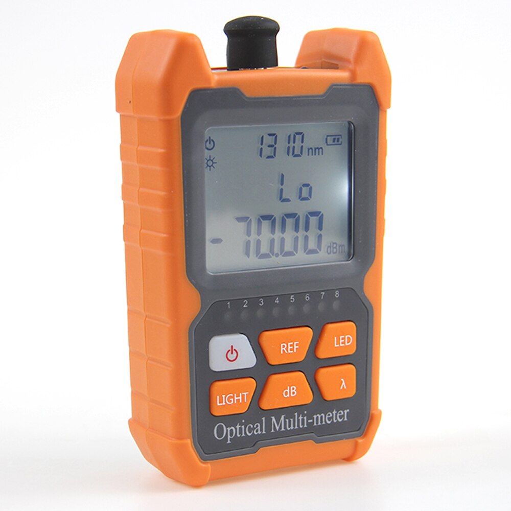 Portable Mini Fiber Optical Power Meter FTTH Fiber Optic Cable Tester 8 Wavelengths with LED Light Network Cable Tester