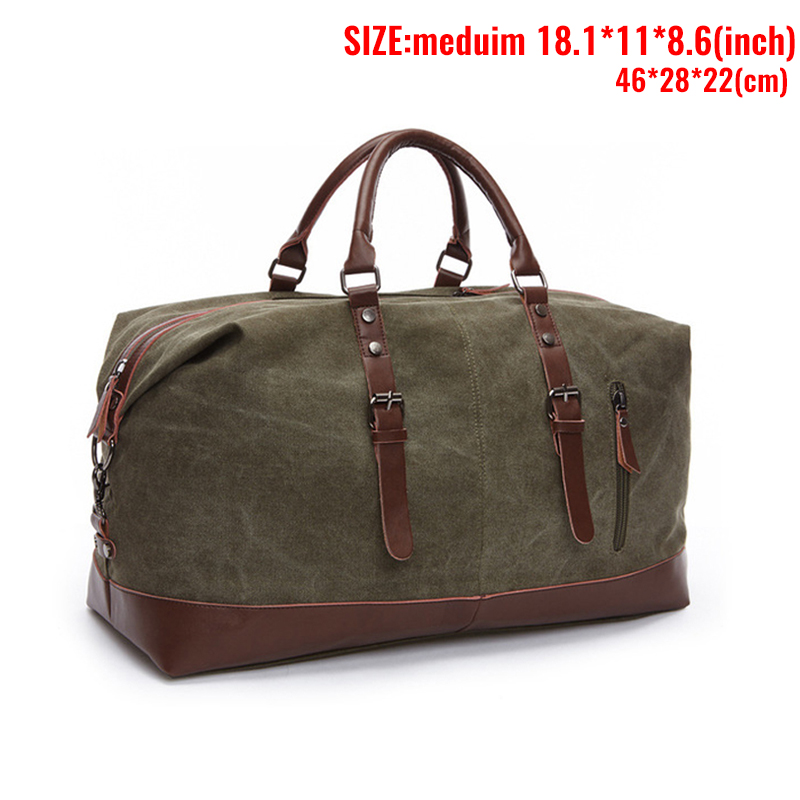 Markroyal Canvas Lederen Mannen Reistassen Handbagage Tassen Mannen Plunjezakken Handtas Reizen Tote Grote Weekend Bag Overnight: Green medium