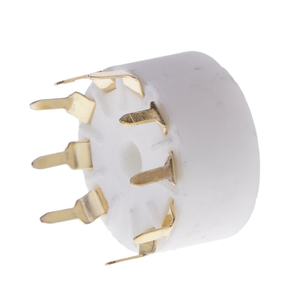 White Ceramics Gold Plated 9-pin Tube Socket GZC9-A-G Vacuum Tube Saver Base