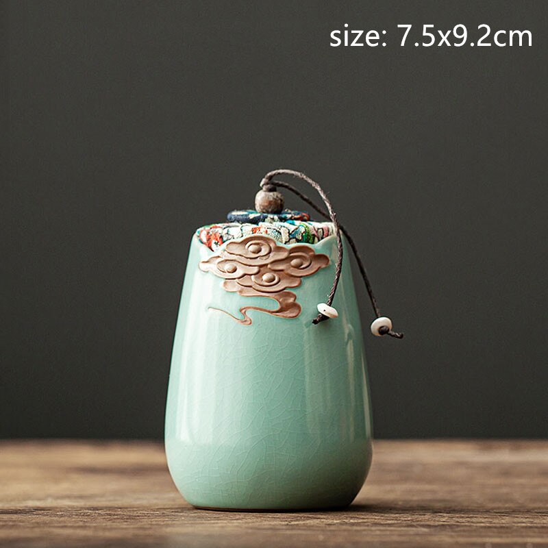 Portable Tea Caddy Travel Tea Bag Sealed Ceramics Jar Tea Storage Moisture-proof Containers Kitchen Spice Coffee Canister: C3