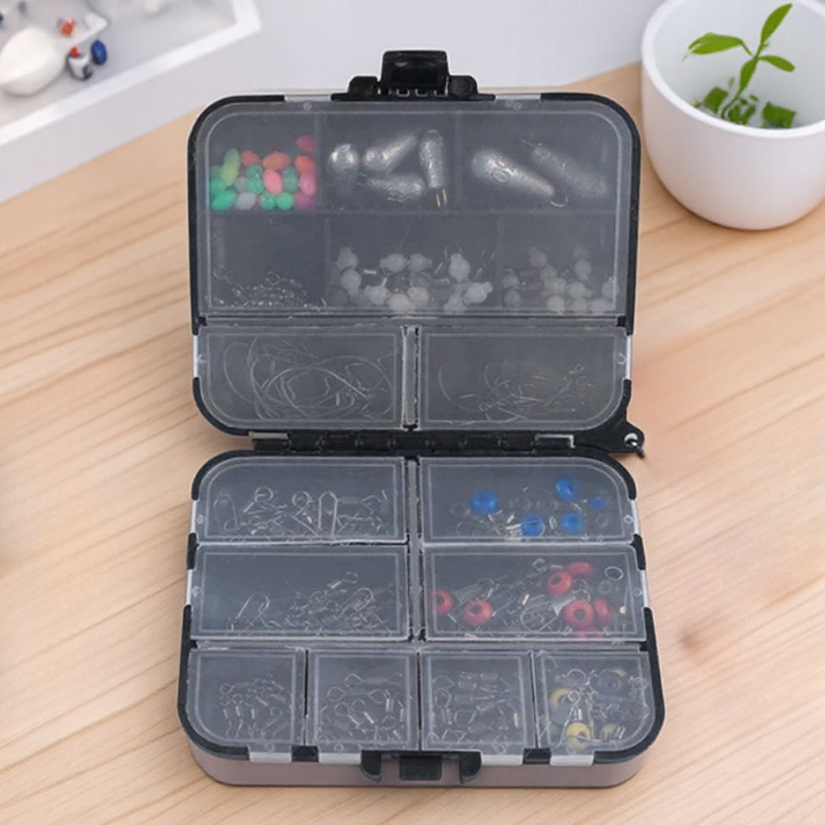 Kit d'accessoires de pêche, boîte de matériel Portable, crochet de poids, baril pivotant, perle lumineuse, rangement léger, 177 pièces