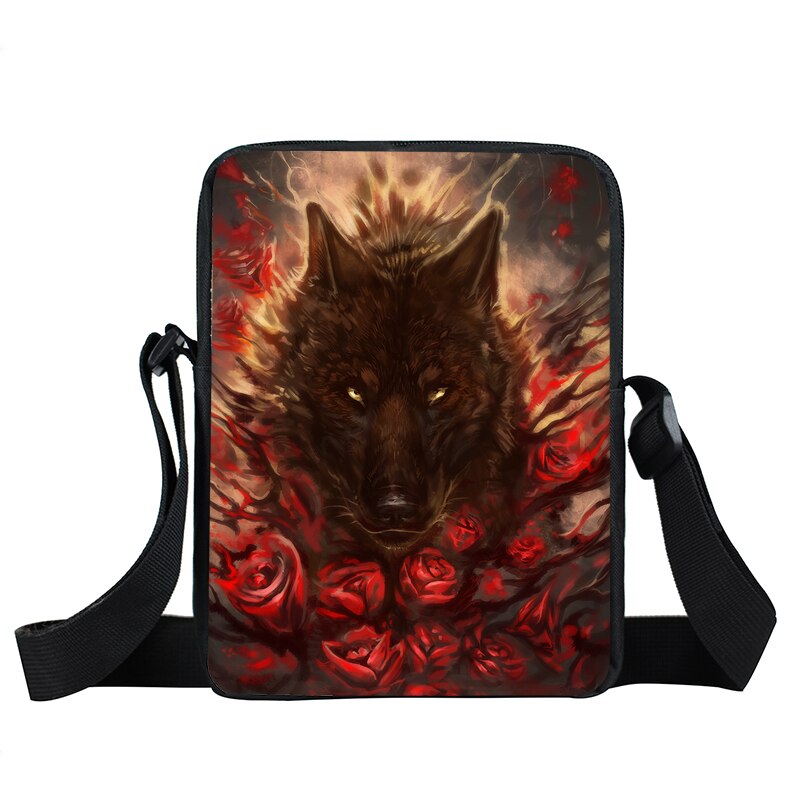 cool animal wolf print shoulder bag mens women handbag teenager boys girls mini messenger bag cute totes samll cross bags bokbag: XKB-LANG29