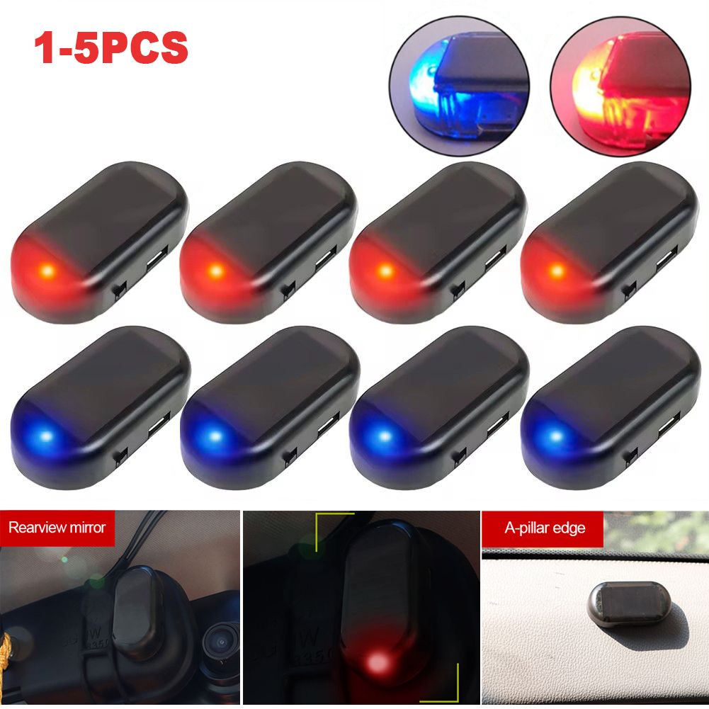 Fausse lumière de sécurité pour voiture à énergie solaire, simulation d'alarme factice, avertissement sans fil, lampe d'avertissement antivol, Imitation clignotante LED