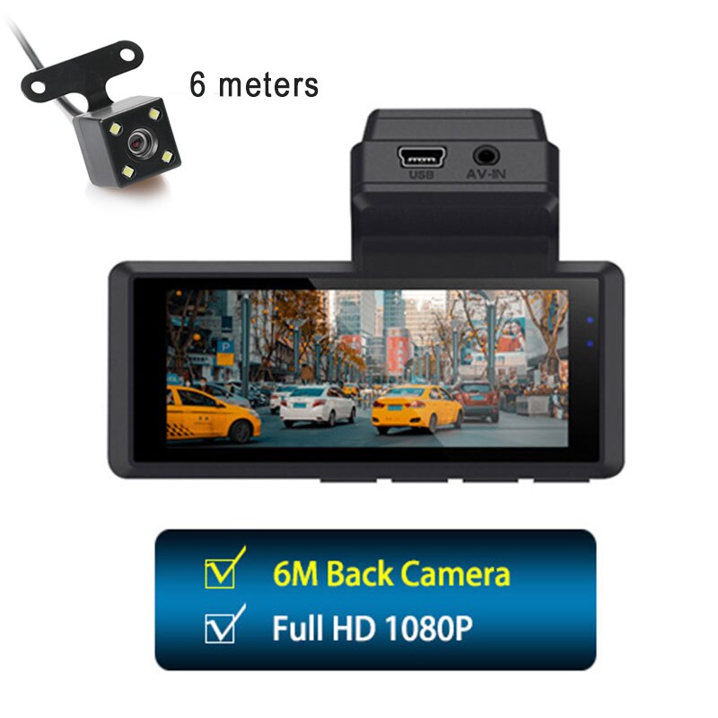 Hidden Dash Cam Dual Camera 1080P 3'' Car DVR Mirror IPS Touch Auto Video Recorder Dashcam 24h Parking Lens Sensor Night Vision: With 6m Rear Camera / 32G