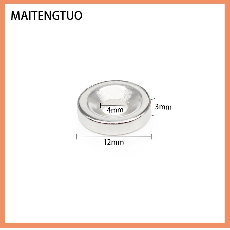 10/20/30/50/100/1500/200Pcs 12x3-4 Disc Neodymium Magneten 12X3 Mm Gat 4Mm Kleine Diameter Ronde Verzonken Magneet 12*3-4 12*3