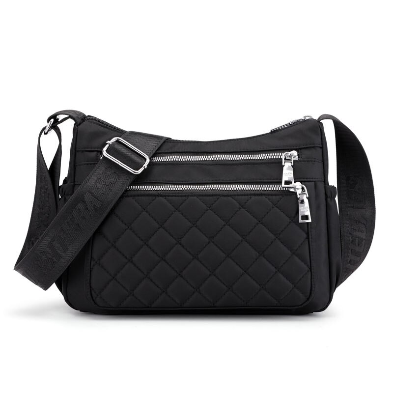 Delle donne di nylon Borse a Spalla Borsa Delle Signore Della Borsa vagabondo Tote di Crossbody Borsa Borsa Multifunzione Multi-strato di superiore-maneggiare Borse A Tracolla: nero