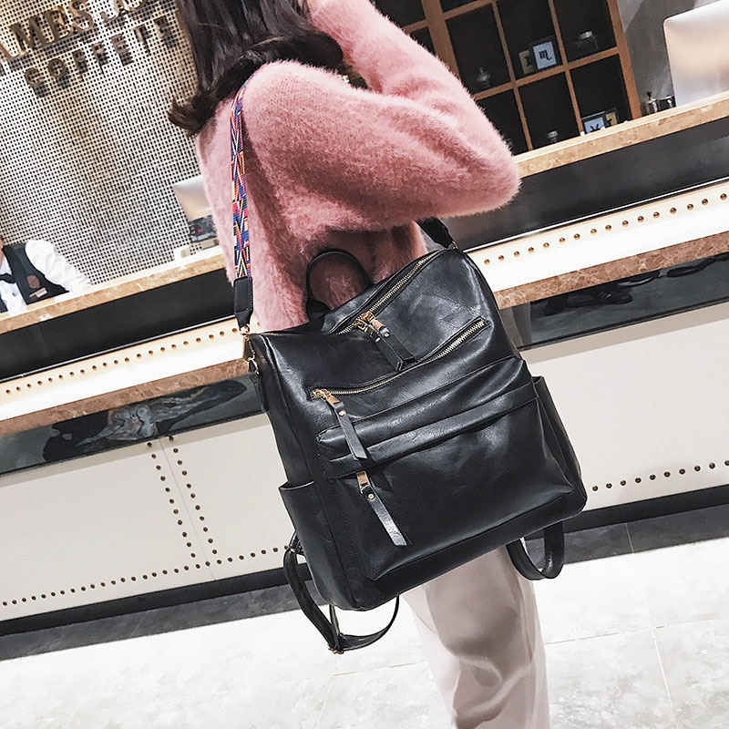 Retro Grote Rugzak Vrouwen Pu Lederen Rugzak Vrouwen Knapzak Reizen Rugzakken Schouder Schooltassen Mochila Back Pack XA96H