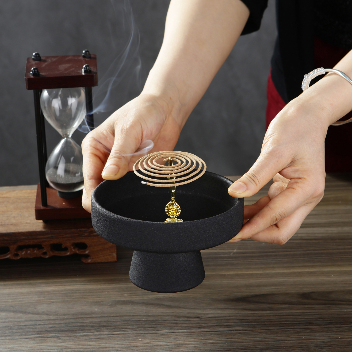 Ceramic Incense Burner Golden Metal Lotus Incense Holder Crocodile Clip Incense Holder Incense Tray Ash Catcher