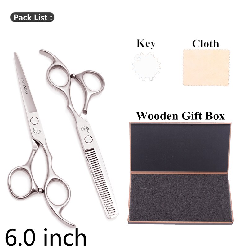 Set de Ciseaux de Coiffure - 6.0 Pouces 17.5cm JP Acier Inoxydable Ciseaux Amincissants pour Salon de Coiffure: M1006 yin  d 6h