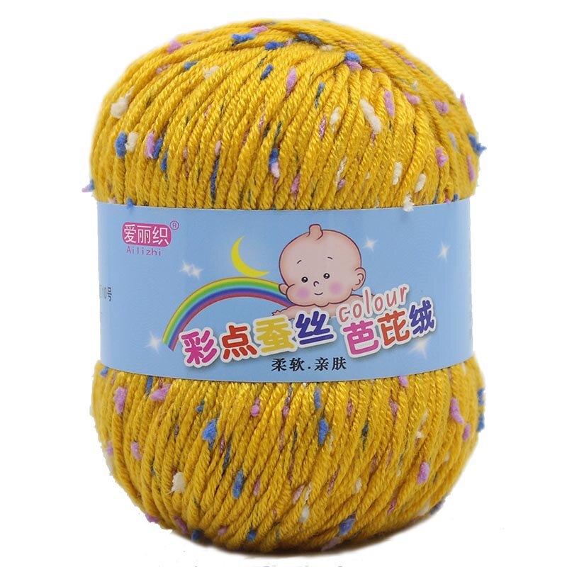 50g Bunte Dot Wolle Häkeln Garn Mehrzweck Baby Wolle Hut Schal Linie Hand Stricken Liefert DIY Pullover Bekleidung zubehör: ginger yellow