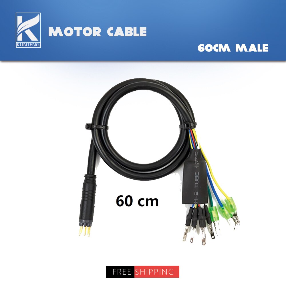 Ebike Julet Waterproof Cable 9 Pin e Bike Conversion Line Extension Adapte Cable 250W/350W/500W For Electric Bike Conversion Kit: 60cm Male