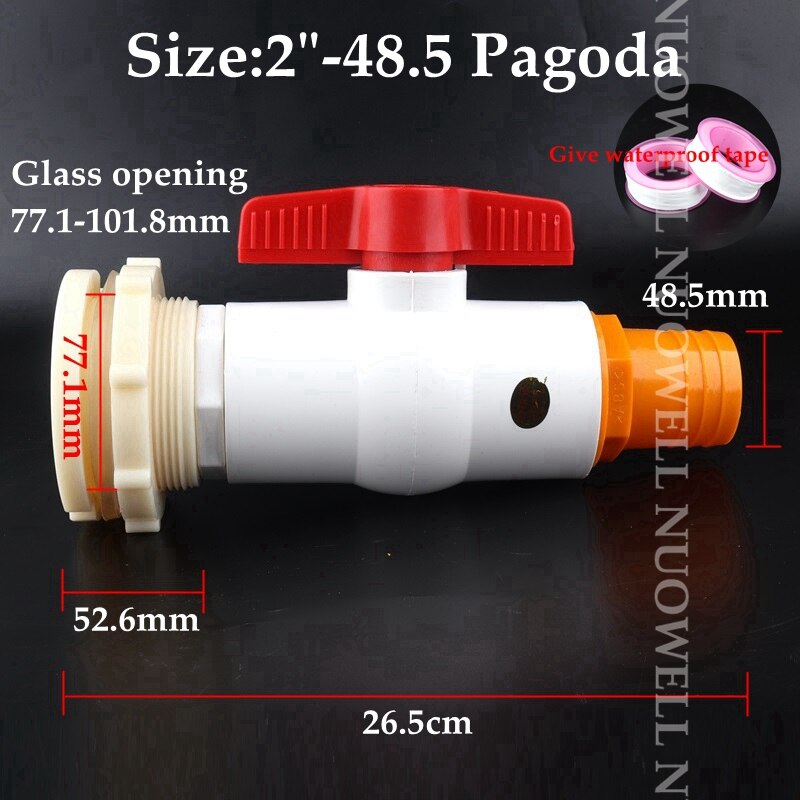 1Set White Hose Drainage Accessories Aquarium Fish Tank Drain Joint Aquarium Pagoda Connector Combination Valve: 2in-48.5P