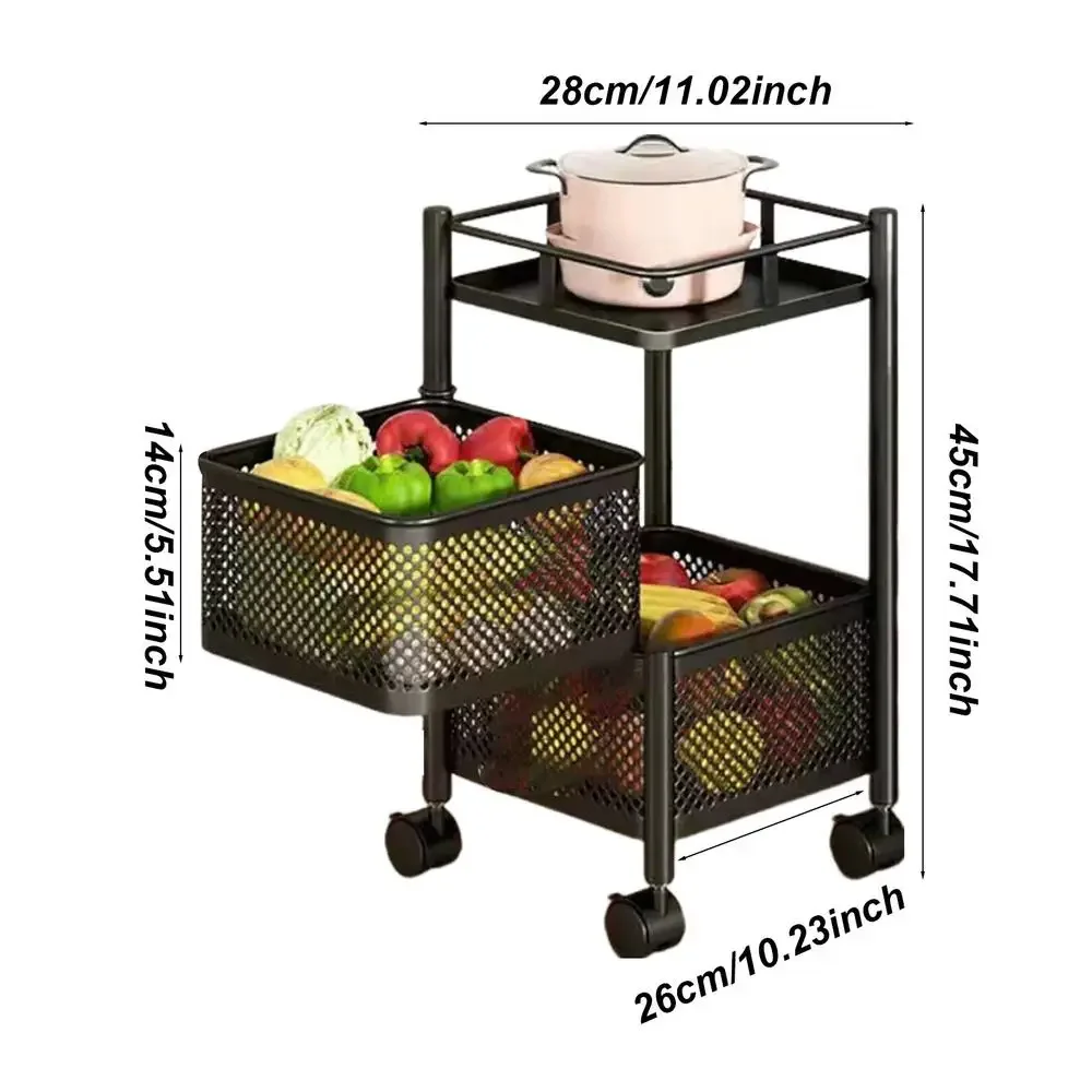 Keuken Draaibaar Fruit Groente Plank Met Wiel Installatie Gratis Multi-Layer Woonkamer Opbergrek Voor Snacks Fruit: Black