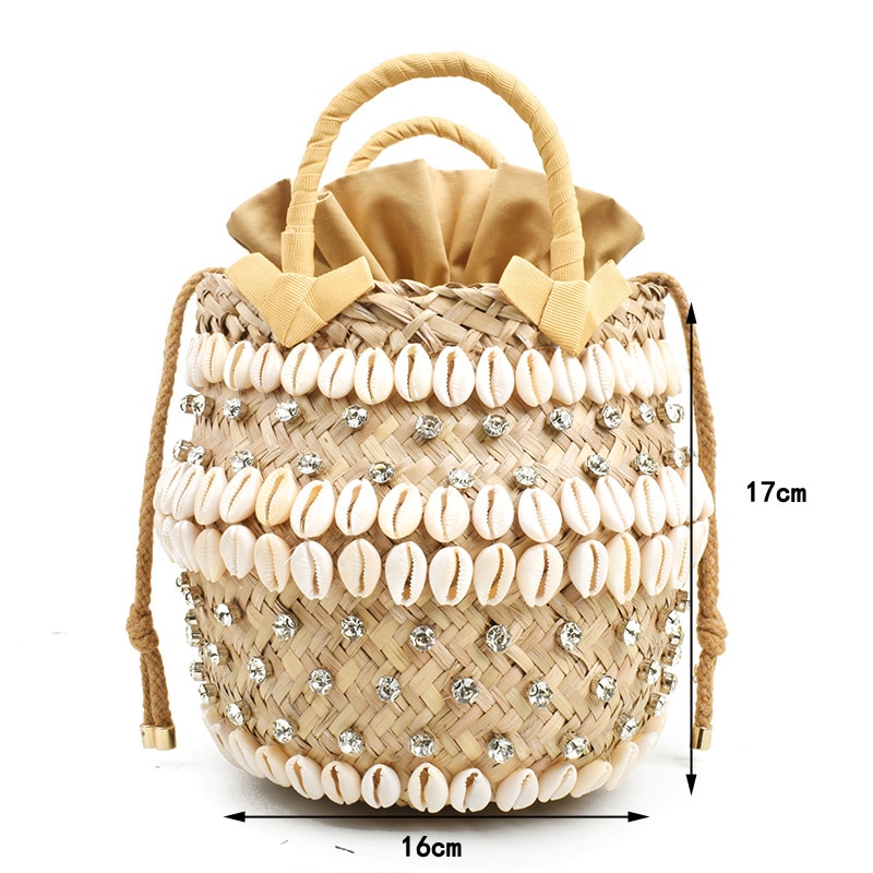 VIP acquista borsa da spiaggia per le vacanze estive con borse calde di design con borsa a secchiello intrecciata da donna con perle