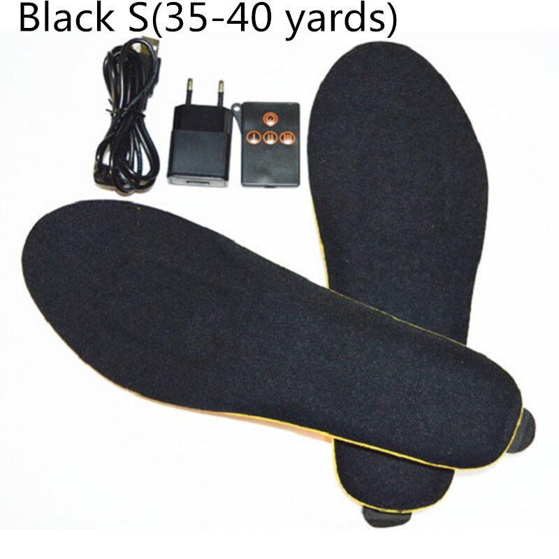 Intelligent Wireless Remote Heated Insoles Foot Warming Pad Feet Warmer Sock Pad Mat Winter Outdoor Heating Shoe Insoles: 03 EU Black S