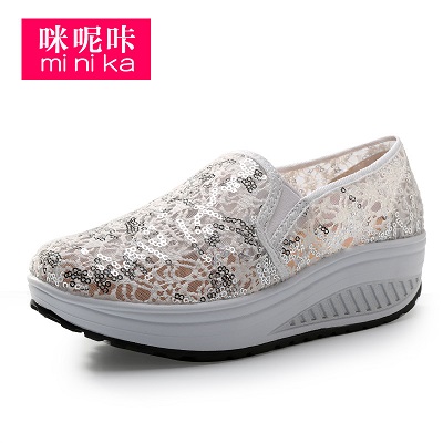 Women Outdoor Walking Shoes Breathable Mesh Sneakers Platform Height Increasing Exercise Shoes Sport Shoes AA40248: White / 5.5