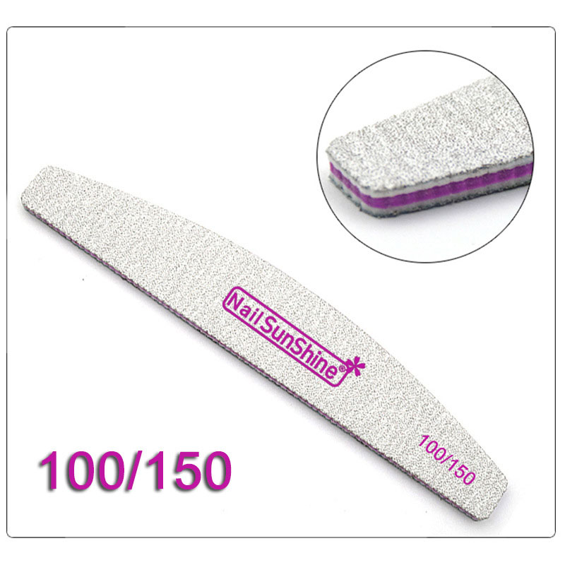 Limas de uñas profesionales, papel de lija fuerte y grueso 100/180, pulidor para manicura, lijado de media luna, lima de uñas,: Morado