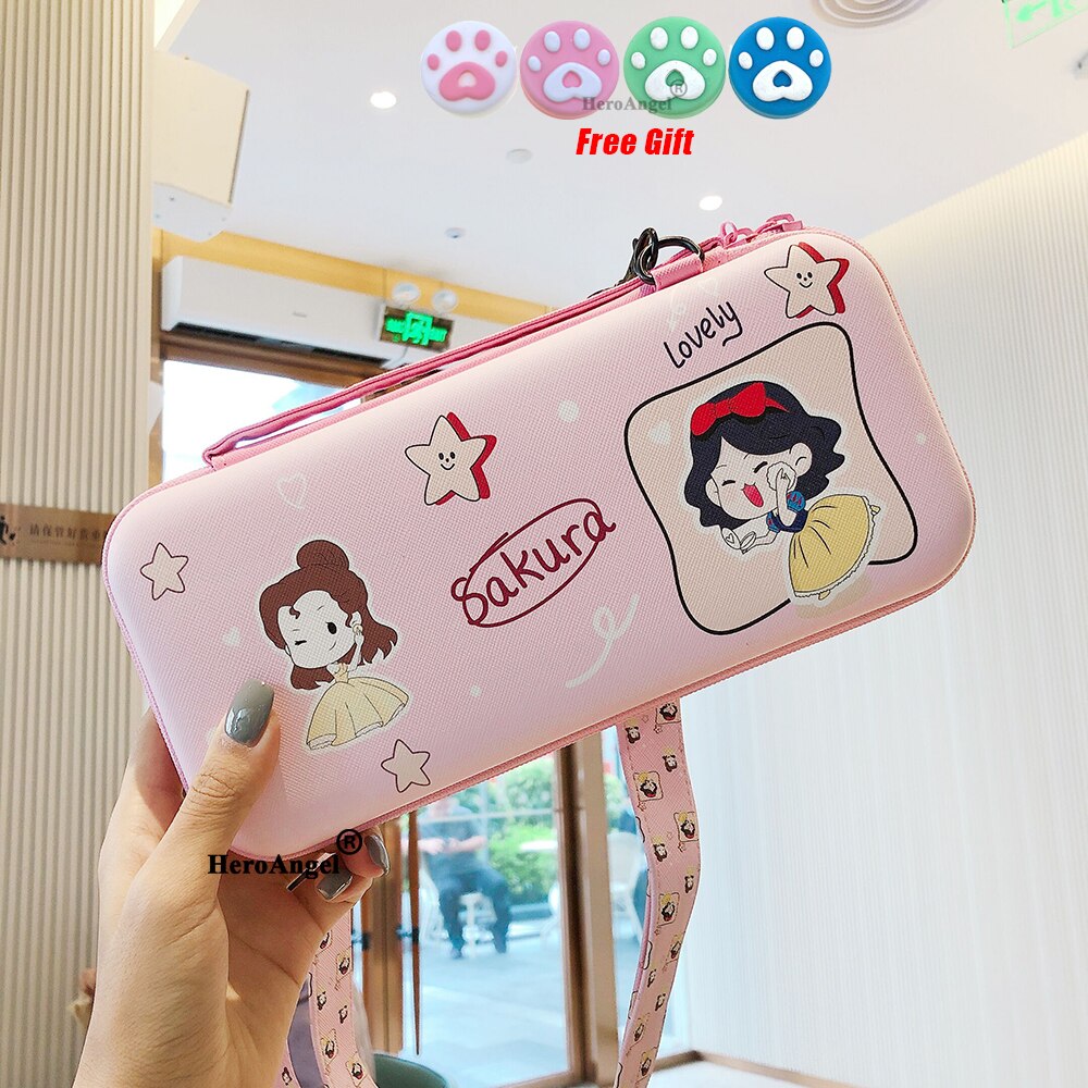 Portable Shoulder Strap Lanyard Travel Storage Bag For Nintendo Switch Game Console Box Shell Cover Cute Fruits Protective Case: 09