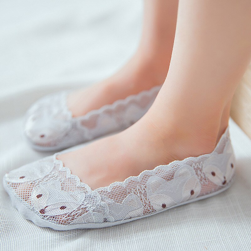 Chaussettes antidérapantes en dentelle pour bébés filles, mignonnes, en bateau, en dentelle florale, Kawaii, pour enfants, chaussures d'été