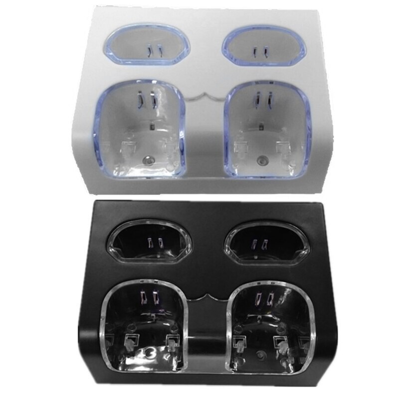 4 in 1 LED Remote Control Charging Dock Station + Rechargeable 4 x 2800mAh Battery USB Cable for WII / WII u