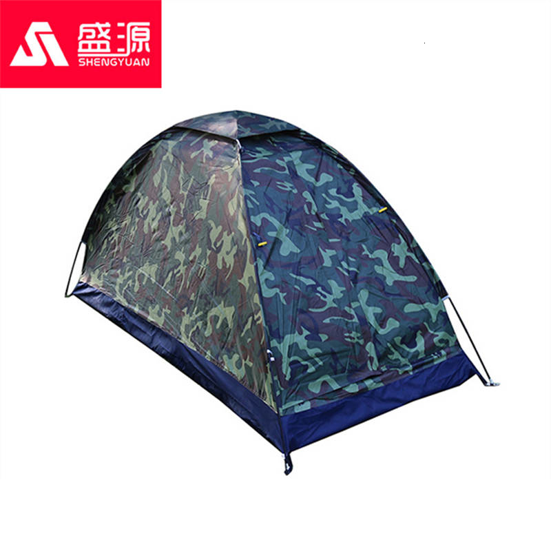 Enkele Camo Draagbare Camping Tent Outdoor Regendicht Anti-mosquito Tent Opvouwbare Camping Wandelen Tent Single Layer Ultralight Tent