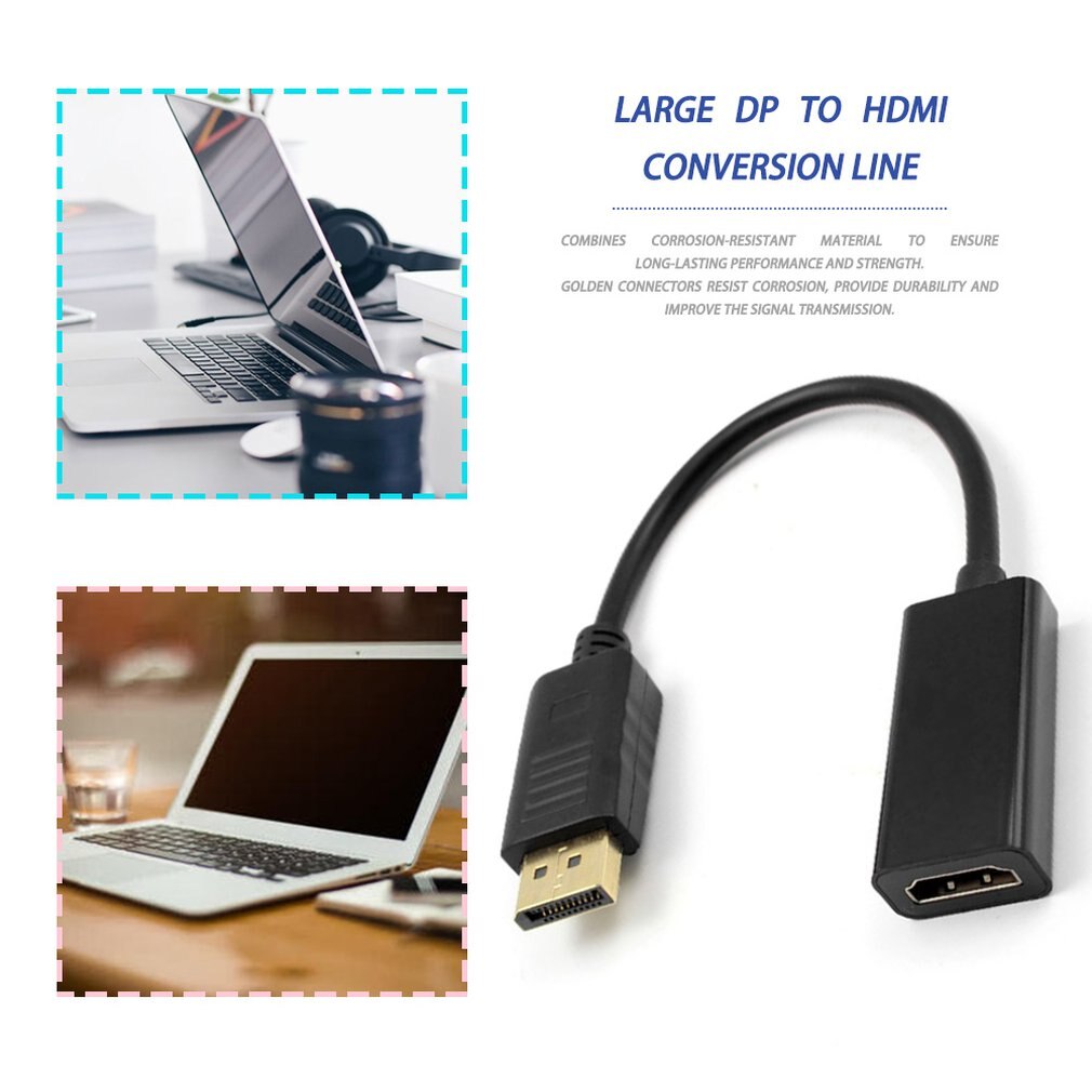 Big DisplayPort To HDMI Cable Adapter HD 1080P Male To Female DP To HDMI Converter For All Devices With DisplayPort