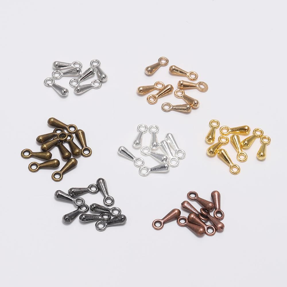 200 sztuk/partia złota kropla wody wisiorek koniec koraliki 2*7 3*9mm dla ogon Extender Chain DIY tworzenia biżuterii ustalenia akcesoria