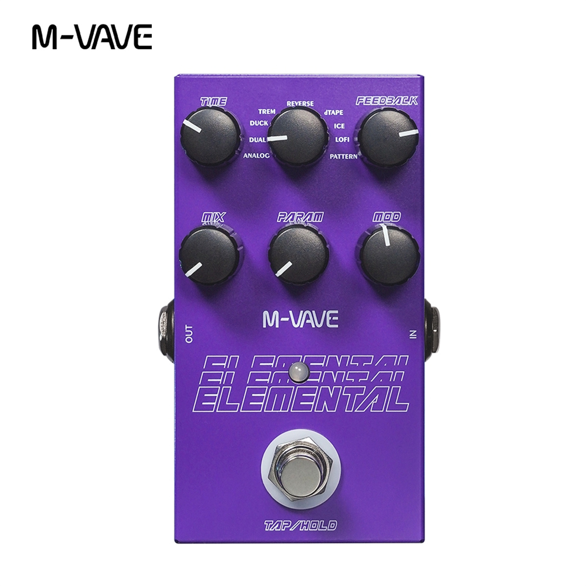 M-vave elemental digital delaypedal, delay gitarpedal, støtte for tap and hold-modus, , 9 forskjellige delay-effekter: Plomme