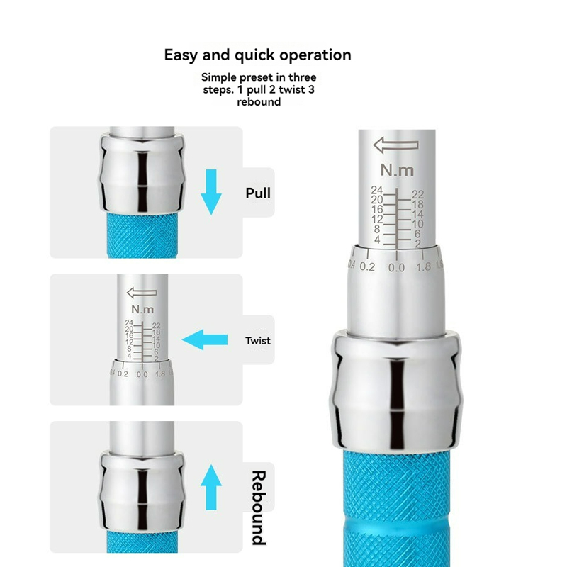TOOPRE Juego de llaves dinamométricas universales 1/4 "2-24Nm llave dinamométrica de bicicleta de doble escala Kit de reparación de mantenimiento de bicicleta de Motor llave inglesa