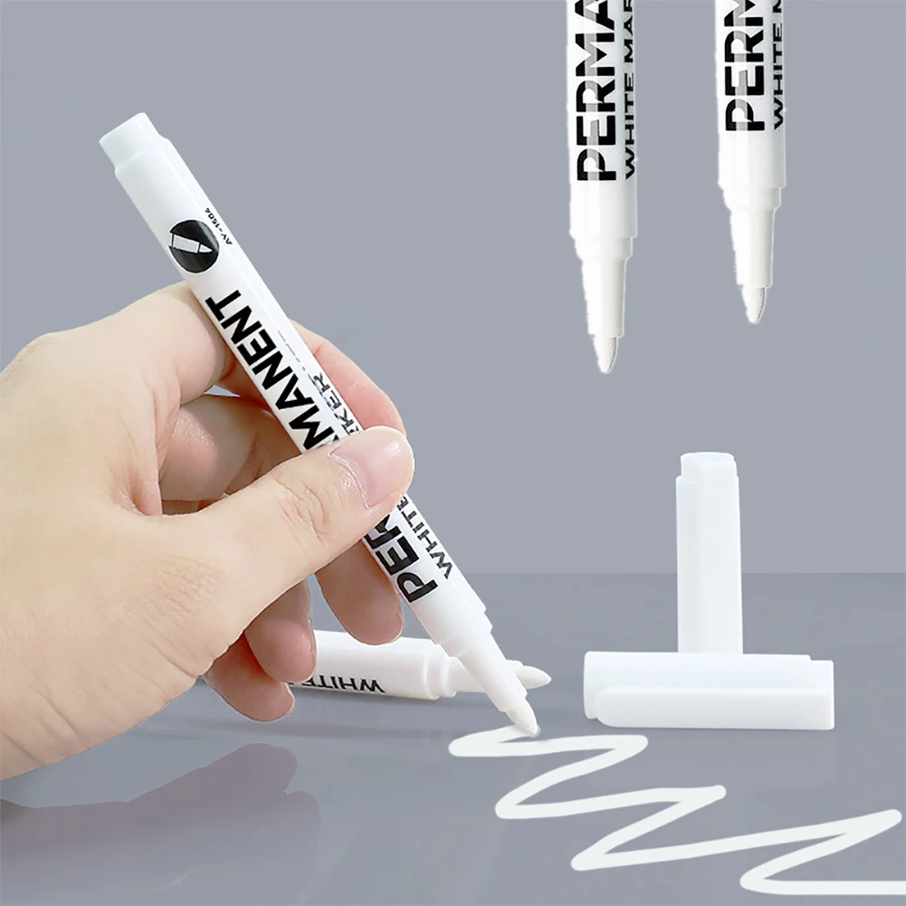 Rotuladores permanentes blancos de 1mm, marcadores de pintura para madera, Roca, plástico, cuero, vidrio, piedra, Metal, suministros de arte, 12 piezas