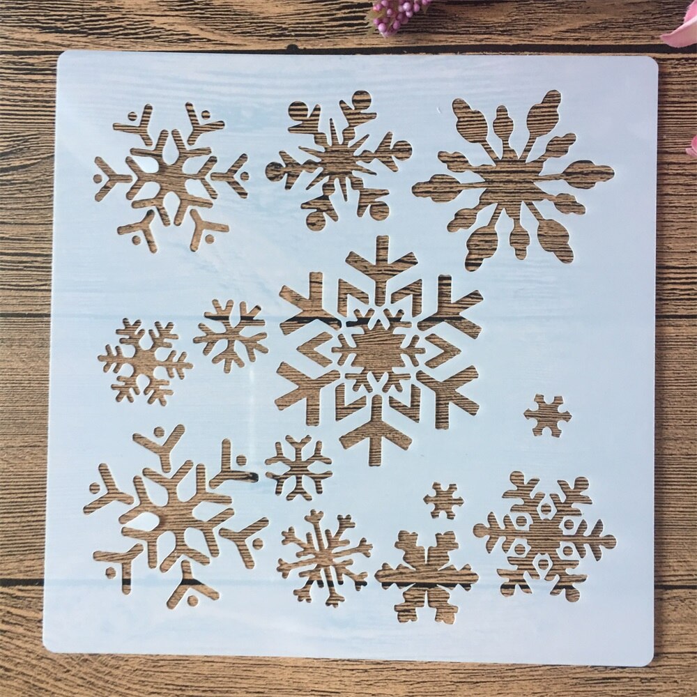 4 Pz/set 20*20 centimetri Fiocco di Neve Inverno FAI DA TE Stratificazione Stencil Pittura Murale Scrapbook Colorazione Goffratura Album Decorativo Modello