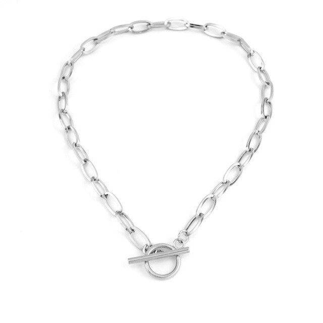 Collana bussola collana in acciaio inossidabile per donna collana con ciondolo bussola in metallo attiva/disattiva gioielli moda girocollo: silver- / 50cm