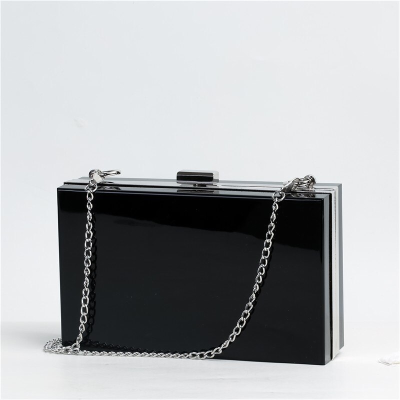 Acrylic Day Clutch Bags Chain Women Shoulder Bag Lady Messenger Bag Party Evening Bags Handbags Purses Black: Default Title