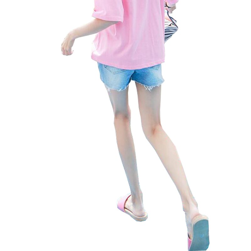 Sommar gravid shorts enfärgad resår midja gravid shorts mage gravid kläder jeans