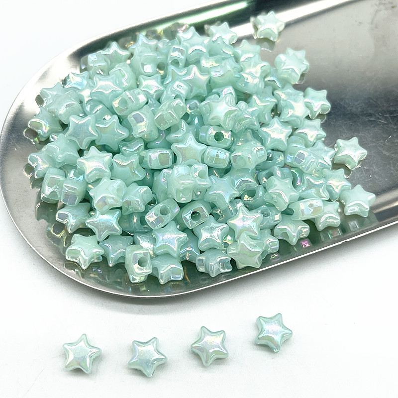 50 Uds 10mm AB colorido estrella de cinco puntas de acrílico cuentas espaciadoras sueltas para fabricación de joyería DIY accesorios hechos a mano: Amarillo fluorescente