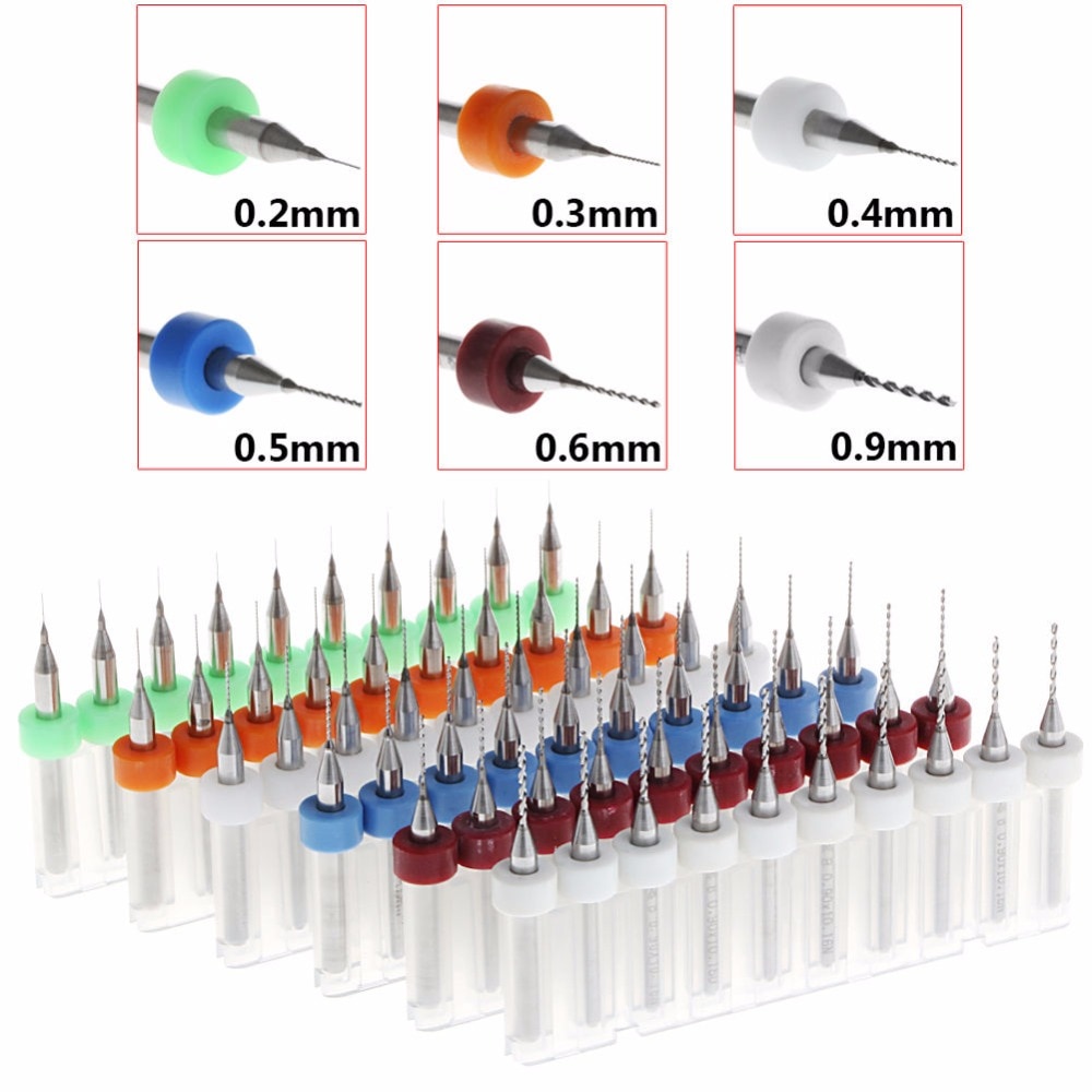 Brocas de carburo de tungsteno, puntas de 1/8-0,2mm, 10 unidades, 0,9&quot;