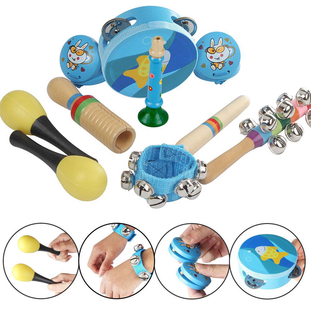 10 unidades/juego de instrumentos musicales de percusión, Kit de ritmo para niños pequeños, instrumentos de música, juguetes para niños, de Navidad