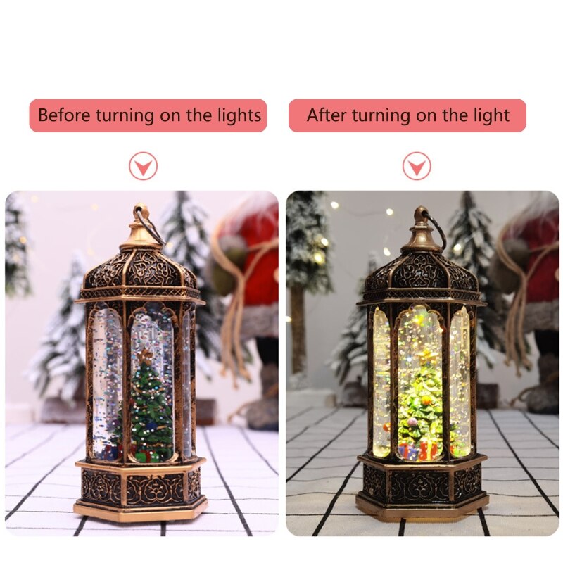 Jul europæisk stil retro lanterne juletræ/snemand/julemand led bærbar natlys dekoration ornamenter hængende rekvisitter