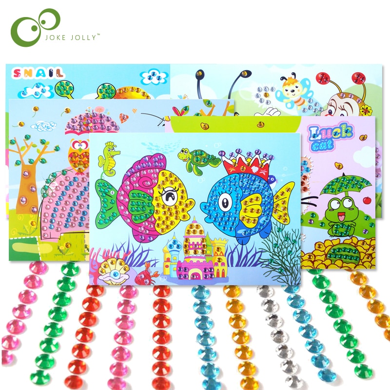 4 stk diy diamant klistermærker håndlavet krystal pasta maleri puzzle legetøj børn børn klistermærker legetøj gyh