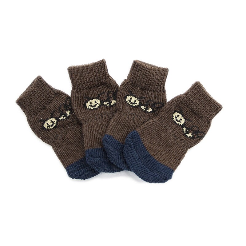 Kuoser 2 paar antislip hondensokken met verstelbare klittenbandsluiting, pootbescherming indoor anti-slip sokken voor middelgrote honden, zachte gripzool, bruin, M