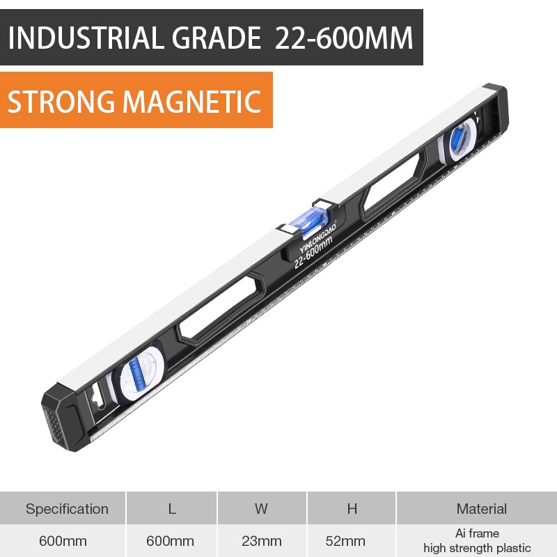 INGBONT High Precision Level Spirit Ruler Aluminum Inclinometer With Magnet Digital Protractor Angle Finder Slope Test Hand Tool: 600MM Black