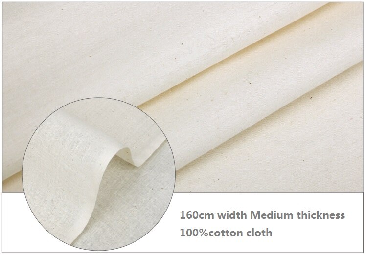 Tela Gris, color blanco natural, tela de algodón, tela de bordado de teñido para ropa de vestir, matiral de costura DIY: 160cm meduim cotton