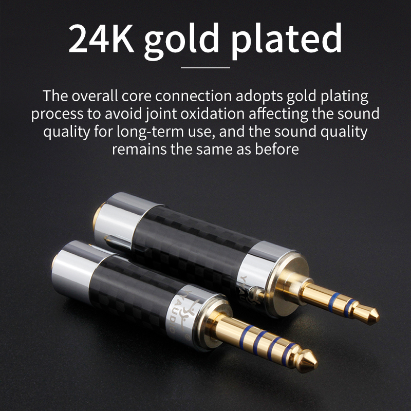 Vergulde hoofdtelefoonaansluiting 2,5 mm 3,5 mm 4,4 mm conversie Audio-adapter Stereo stekker Koolstofvezel audioconnector
