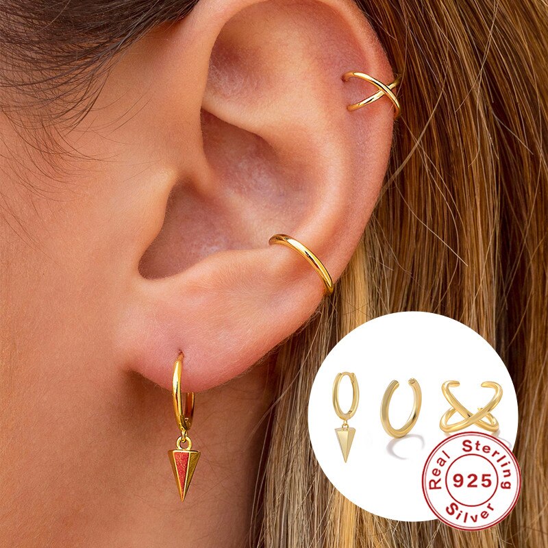 Ohrringe mit türkisfarbenen nieten und blitzmotiven von canner cz für damen, 925 silberne huggies-ohrringe, trend-creolen, schmuck von brincos