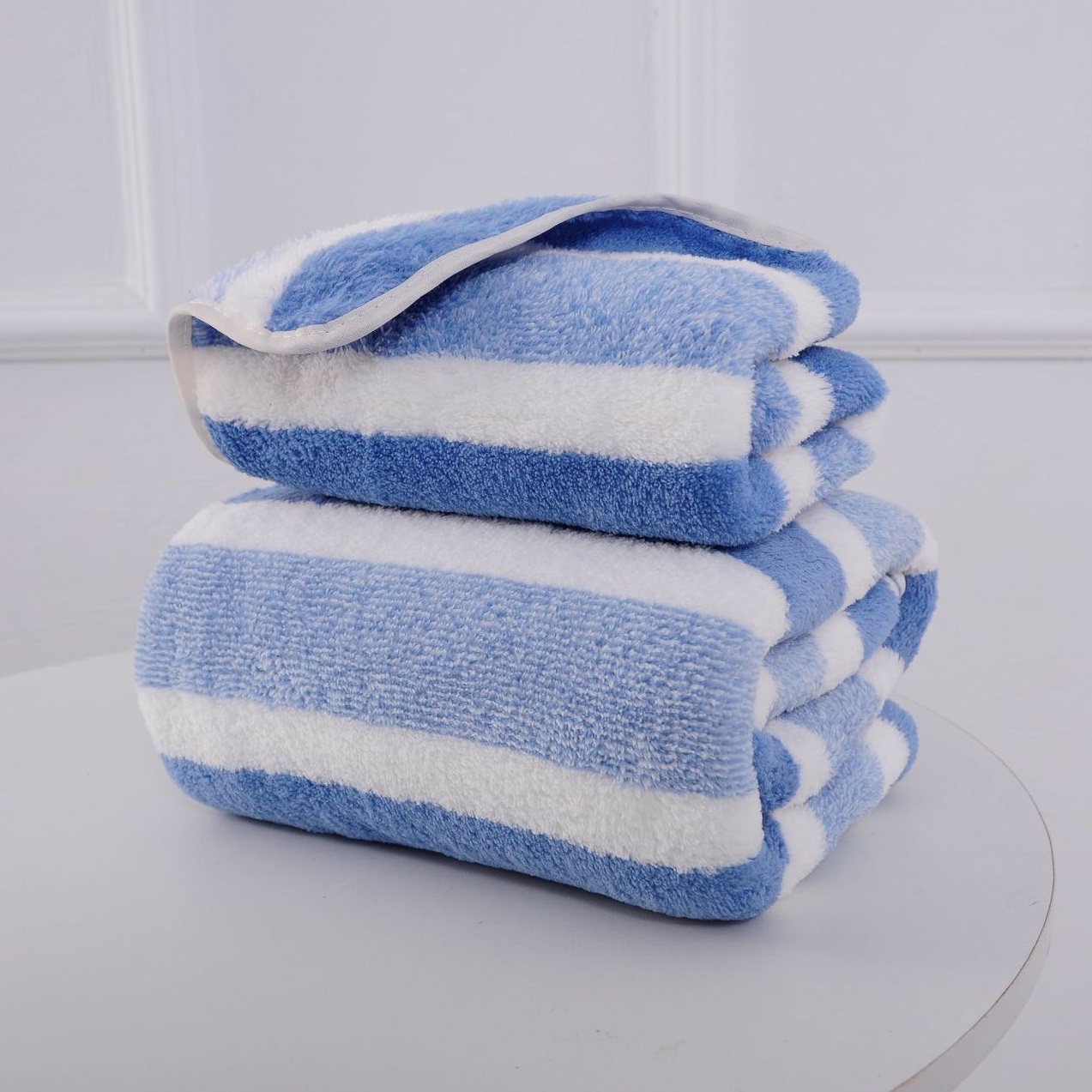 Stripete mønster håndklesett mykt håndkle badehåndkle hurtigtørkende absorberende håndklær til badet: Xs (gammel) / Blå