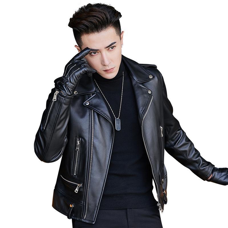 Autumn Men Pu Leather Jacket Male Punk Faux Leather Outwear Man Motorcycle Biker 4XL Short Coat K150