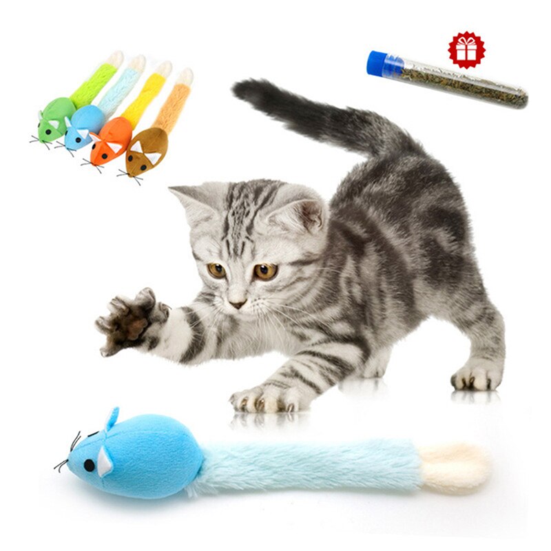 Gato de juguete de felpa divertido gatito juguete suave sólido ratón interactivo juguetes para gatos domésticos juego de entrenamiento suministros para gatos
