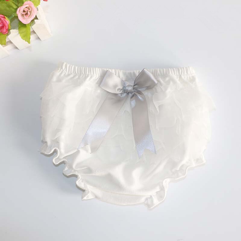 Bombachos para bebés, pantalones cortos de princesa para niñas, con lazo de malla con volantes, bragas y pañal de algodón para niños pequeños: White / 24 meses